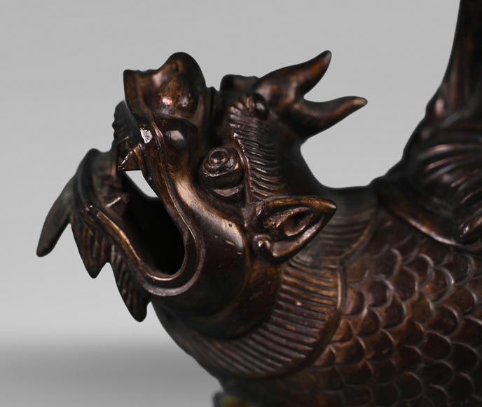 Ferdinand DUVINAGE (attributed to), Japanese-Style Set Consisting of an Inkwell and a Pair of Candlesticks, circa 1867-1874 Ferdinand DUVINAGE (attributed to), Japanese-Style Set Consisting of an Inkwell and a Pair of Candlesticks, circa 1867-1874-4