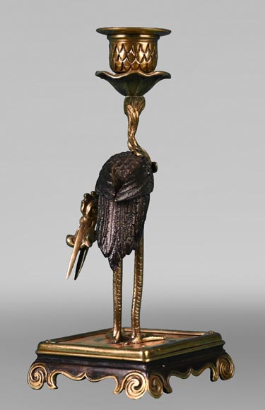 Ferdinand DUVINAGE (attributed to), Japanese-Style Set Consisting of an Inkwell and a Pair of Candlesticks, circa 1867-1874 Ferdinand DUVINAGE (attributed to), Japanese-Style Set Consisting of an Inkwell and a Pair of Candlesticks, circa 1867-1874-7