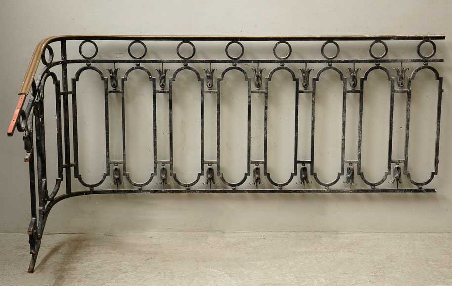 Cast iron banister with brass hand rail Cast iron banister with brass hand rail-5
