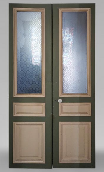 Napoleon III-style double door with engraved glass Napoleon III-style double door with engraved glass-0