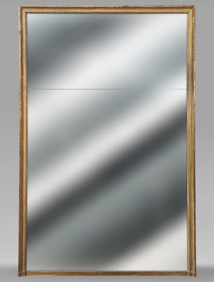 Large Louis XVI style gilded trumeau, mirror in two parts Large Louis XVI style gilded trumeau, mirror in two parts-0