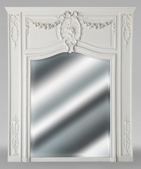 Louis XVI style trumeau with flower garland and medallion Louis XVI style trumeau with flower garland and medallion-0