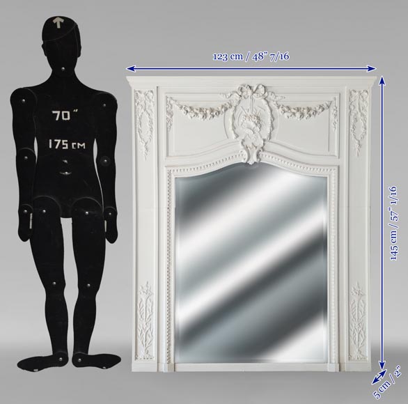 Louis XVI style trumeau with flower garland and medallion Louis XVI style trumeau with flower garland and medallion-7