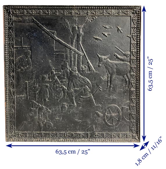 Fireback with peasant scene décor Fireback with peasant scene décor-8