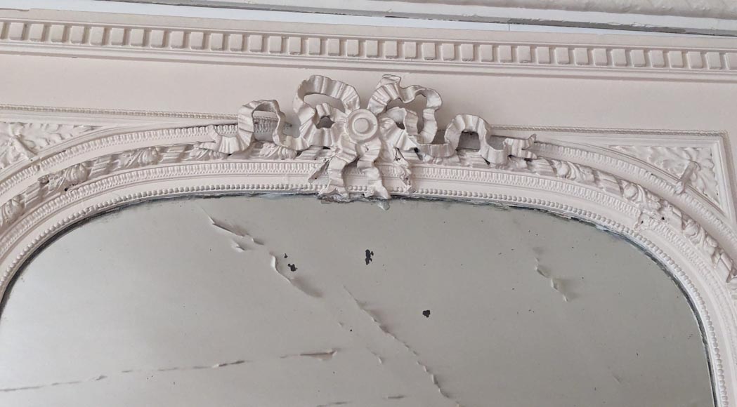 Louis XVI style trumeau with rounded mirror decorated with a ribbon Louis XVI style trumeau with rounded mirror decorated with a ribbon-1