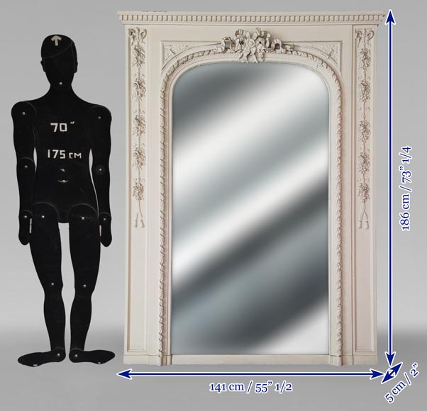 Louis XVI style trumeau with rounded mirror decorated with a ribbon Louis XVI style trumeau with rounded mirror decorated with a ribbon-6