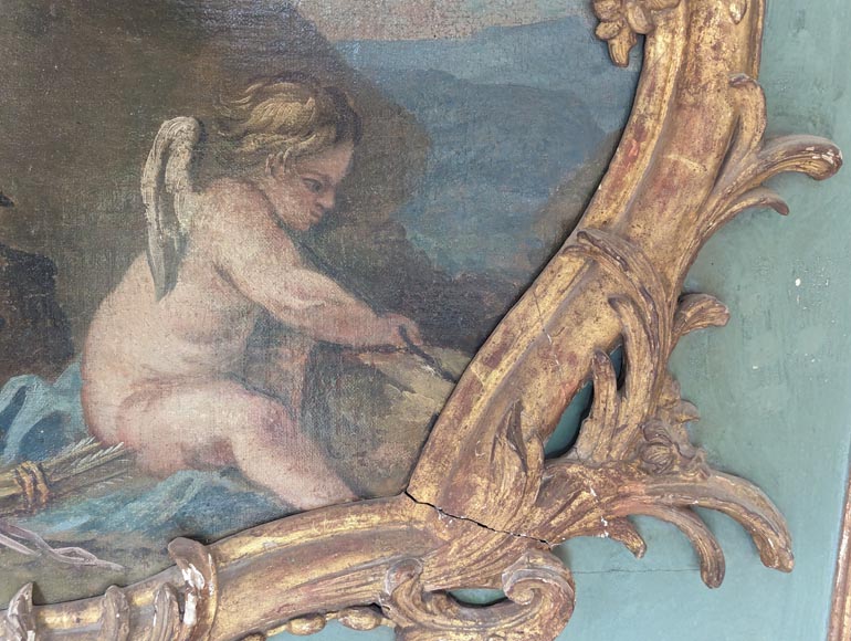 Louis XV period gilded trumeau with sconces and decorated with a painting Louis XV period gilded trumeau with sconces and decorated with a painting-4