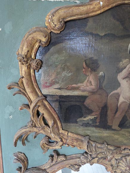 Louis XV period gilded trumeau with sconces and decorated with a painting Louis XV period gilded trumeau with sconces and decorated with a painting-5