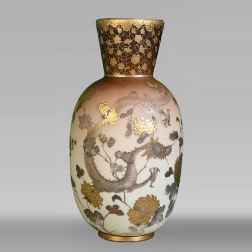 Jules Barbe for Thomas Webb (attributed to), Japanese-style Vase with Dragons, late 19th Century