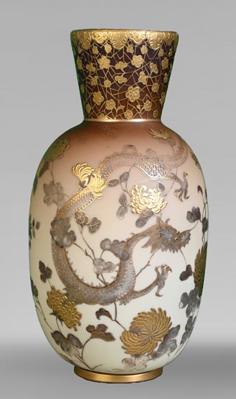 Jules Barbe for Thomas Webb (attributed to), Japanese-style Vase with Dragons, late 19th Century  Jules Barbe for Thomas Webb (attributed to), Japanese-style Vase with Dragons, late 19th Century -0