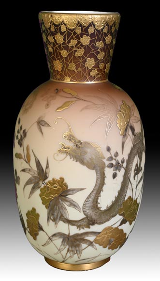 Jules Barbe for Thomas Webb (attributed to), Japanese-style Vase with Dragons, late 19th Century  Jules Barbe for Thomas Webb (attributed to), Japanese-style Vase with Dragons, late 19th Century -2