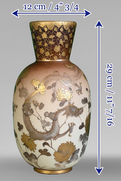Jules Barbe for Thomas Webb (attributed to), Japanese-style Vase with Dragons, late 19th Century  Jules Barbe for Thomas Webb (attributed to), Japanese-style Vase with Dragons, late 19th Century -13
