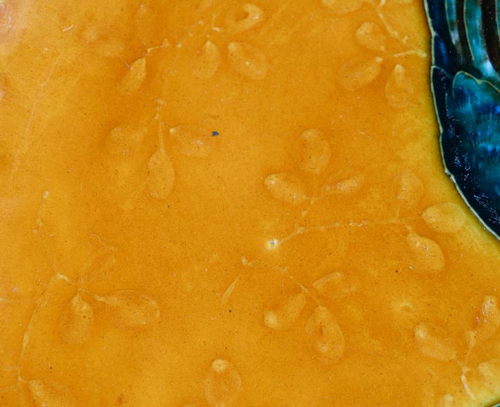 O. Milon, Émile Diffloth, Ornamental Dish with Hummingbird, late 19th century O. Milon, Émile Diffloth, Ornamental Dish with Hummingbird, late 19th century-5