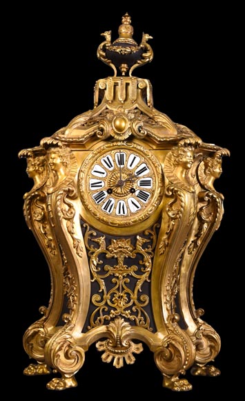 H&F Paris, Cartel with Four Espagnolette Figures, 19th Century H&F Paris, Cartel with Four Espagnolette Figures, 19th Century-0