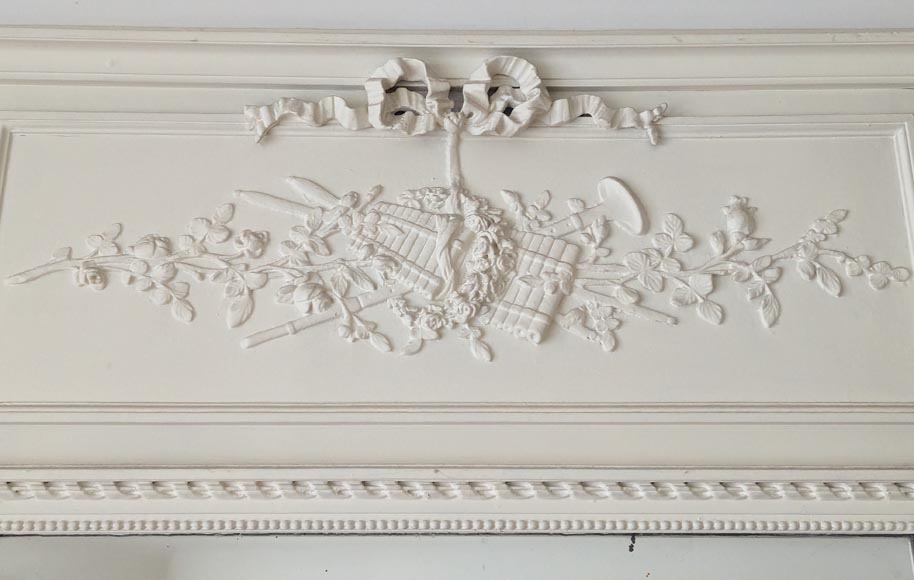 Louis XVI style trumeau decorated with musical instruments Louis XVI style trumeau decorated with musical instruments-1