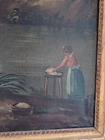 Louis XVI period trumeau decorated with an oil on canvas depicting a river bank Louis XVI period trumeau decorated with an oil on canvas depicting a river bank-5