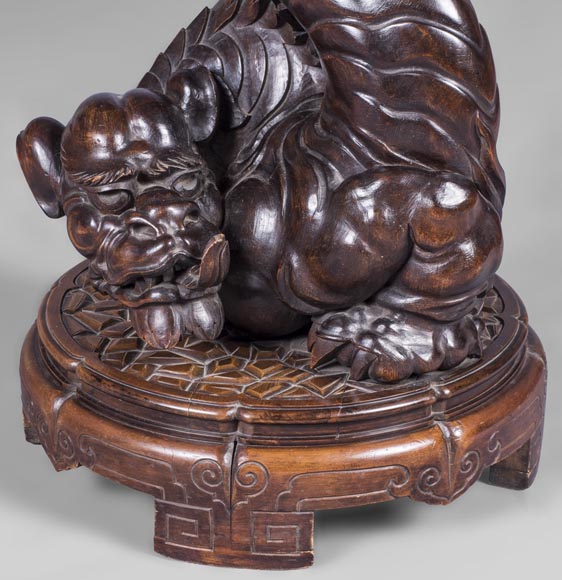 Maison des Bambous by Perret and Vibert (att. to) - Japonese style pair of sellettes with dragons decor Maison des Bambous by Perret and Vibert (att. to) - Japonese style pair of sellettes with dragons decor-1