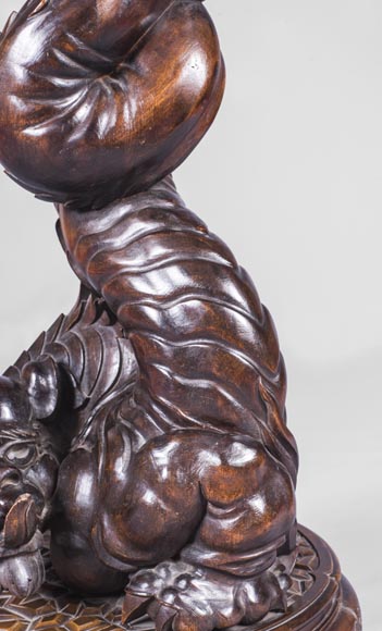 Maison des Bambous by Perret and Vibert (att. to) - Japonese style pair of sellettes with dragons decor Maison des Bambous by Perret and Vibert (att. to) - Japonese style pair of sellettes with dragons decor-3