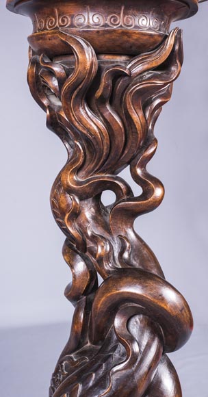 Maison des Bambous by Perret and Vibert (att. to) - Japonese style pair of sellettes with dragons decor Maison des Bambous by Perret and Vibert (att. to) - Japonese style pair of sellettes with dragons decor-5