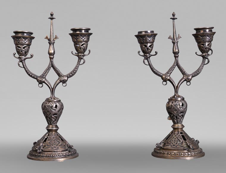 Russian Silversmith, Pair of Silver Candlesticks, circa 1832-1850 Russian Silversmith, Pair of Silver Candlesticks, circa 1832-1850-0