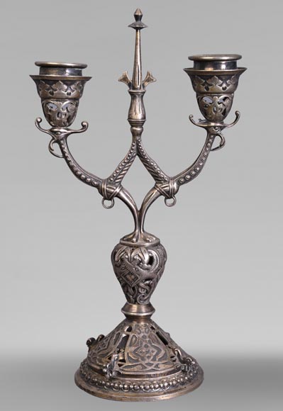 Russian Silversmith, Pair of Silver Candlesticks, circa 1832-1850 Russian Silversmith, Pair of Silver Candlesticks, circa 1832-1850-1