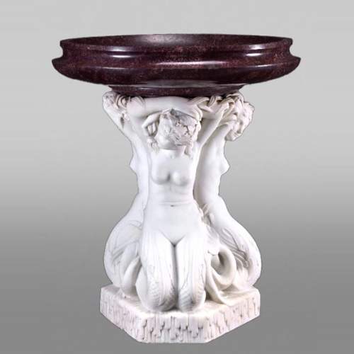 Jean-Jacques FEUCHÈRE (attributed to), Jardiniere with Three Tritonesses in Porphyry and Marble, first half of the 19th century