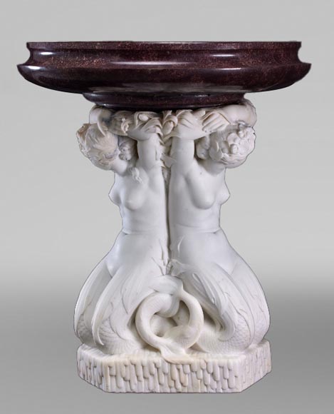 Jean-Jacques FEUCHÈRE (attributed to), Jardiniere with Three Tritonesses in Porphyry and Marble, first half of the 19th century Jean-Jacques FEUCHÈRE (attributed to), Jardiniere with Three Tritonesses in Porphyry and Marble, first half of the 19th century-3