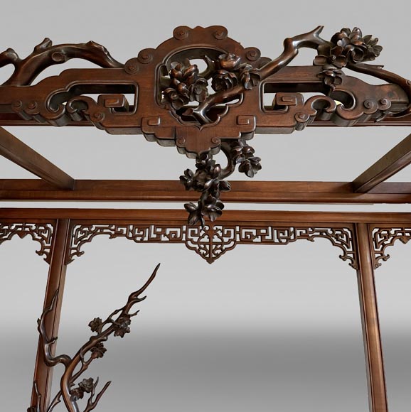 Gabriel VIARDOT, Japonist bed with a canopy and accompanying nightstand, second half of the 19th century Gabriel VIARDOT, Japonist bed with a canopy and accompanying nightstand, second half of the 19th century-3