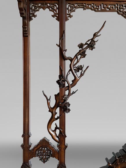 Gabriel VIARDOT, Japonist bed with a canopy and accompanying nightstand, second half of the 19th century Gabriel VIARDOT, Japonist bed with a canopy and accompanying nightstand, second half of the 19th century-5