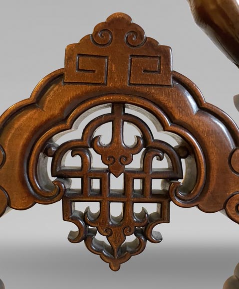 Gabriel VIARDOT, Japonist bed with a canopy and accompanying nightstand, second half of the 19th century Gabriel VIARDOT, Japonist bed with a canopy and accompanying nightstand, second half of the 19th century-8