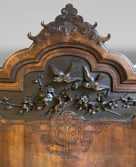 Gabriel VIARDOT, Japonist bed with a canopy and accompanying nightstand, second half of the 19th century Gabriel VIARDOT, Japonist bed with a canopy and accompanying nightstand, second half of the 19th century-11