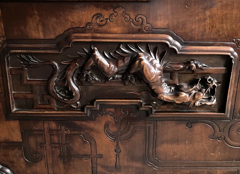 Gabriel VIARDOT, Japonist bed with a canopy and accompanying nightstand, second half of the 19th century Gabriel VIARDOT, Japonist bed with a canopy and accompanying nightstand, second half of the 19th century-14