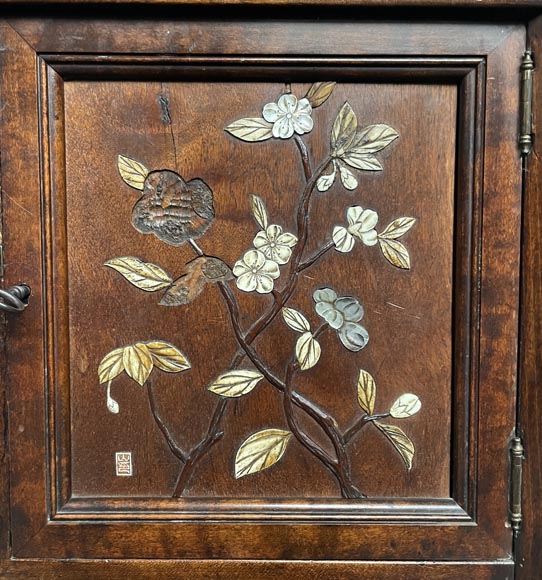 Gabriel VIARDOT, Japonist bed with a canopy and accompanying nightstand, second half of the 19th century Gabriel VIARDOT, Japonist bed with a canopy and accompanying nightstand, second half of the 19th century-18