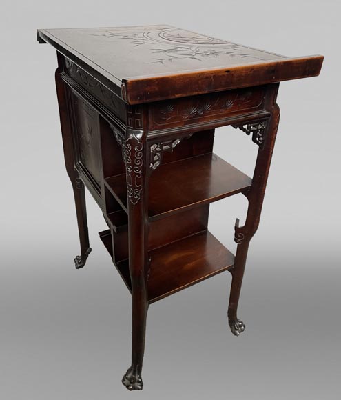 Gabriel VIARDOT, Japonist bed with a canopy and accompanying nightstand, second half of the 19th century Gabriel VIARDOT, Japonist bed with a canopy and accompanying nightstand, second half of the 19th century-20