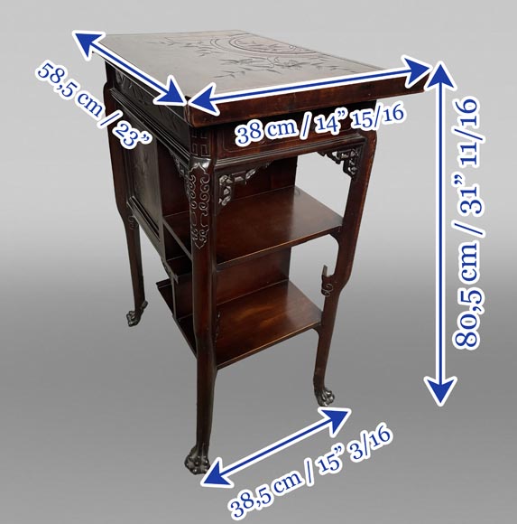 Gabriel VIARDOT, Japonist bed with a canopy and accompanying nightstand, second half of the 19th century Gabriel VIARDOT, Japonist bed with a canopy and accompanying nightstand, second half of the 19th century-24