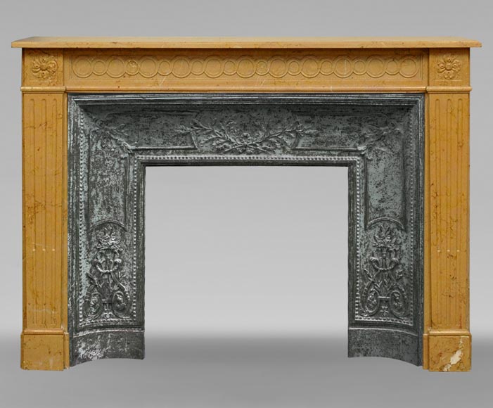 Antique Louis XVI mantel in Yellow marble  Antique Louis XVI mantel in Yellow marble -0