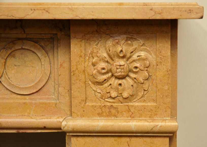 Antique Louis XVI mantel in Yellow marble  Antique Louis XVI mantel in Yellow marble -2