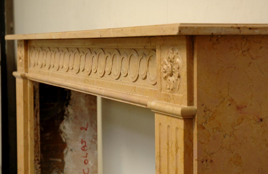 Antique Louis XVI mantel in Yellow marble  Antique Louis XVI mantel in Yellow marble -4