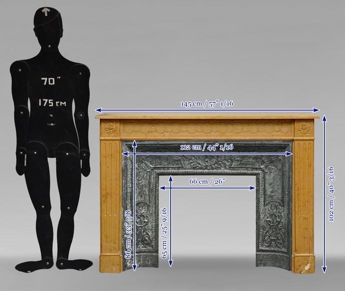 Antique Louis XVI mantel in Yellow marble  Antique Louis XVI mantel in Yellow marble -7