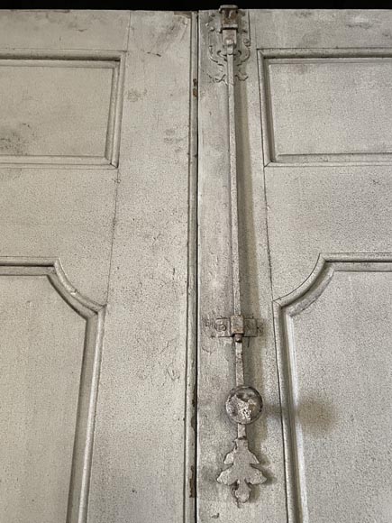 Large Antique Molded Double Door in Softwood, Oxblood Red Paint Large Antique Molded Double Door in Softwood, Oxblood Red Paint-8