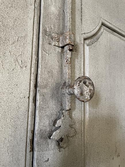 Large Antique Molded Double Door in Softwood, Oxblood Red Paint Large Antique Molded Double Door in Softwood, Oxblood Red Paint-9