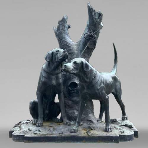 Auguste-Nicolas CAÏN, two monumental bronze groups, original stone bases, 1893