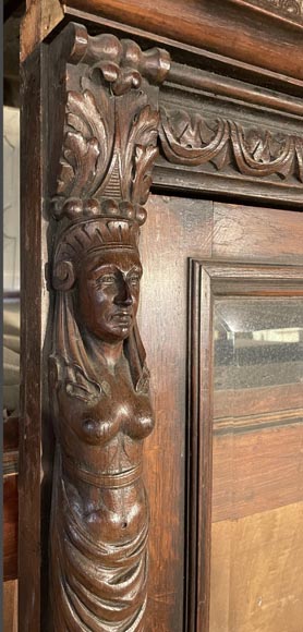 Monumental Napoleon III Carved Oak Glazed Double Door - Renaissance Style Monumental Napoleon III Carved Oak Glazed Double Door - Renaissance Style-3