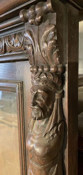 Monumental Napoleon III Carved Oak Glazed Double Door - Renaissance Style Monumental Napoleon III Carved Oak Glazed Double Door - Renaissance Style-4