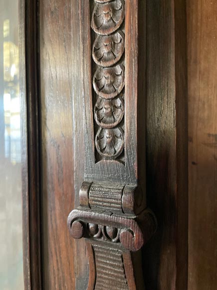 Monumental Napoleon III Carved Oak Glazed Double Door - Renaissance Style Monumental Napoleon III Carved Oak Glazed Double Door - Renaissance Style-7