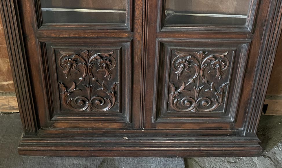 Monumental Napoleon III Carved Oak Glazed Double Door - Renaissance Style Monumental Napoleon III Carved Oak Glazed Double Door - Renaissance Style-9
