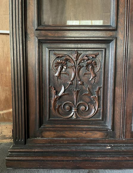 Monumental Napoleon III Carved Oak Glazed Double Door - Renaissance Style Monumental Napoleon III Carved Oak Glazed Double Door - Renaissance Style-10