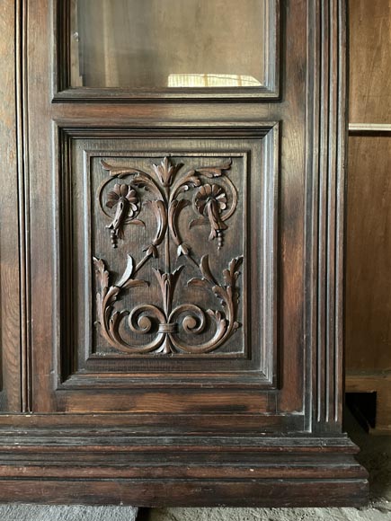 Monumental Napoleon III Carved Oak Glazed Double Door - Renaissance Style Monumental Napoleon III Carved Oak Glazed Double Door - Renaissance Style-11