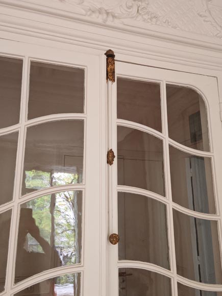 Pair of Napoleon III-style double doors with small glazed panels Pair of Napoleon III-style double doors with small glazed panels-2