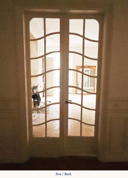 Pair of Napoleon III-style double doors with small glazed panels Pair of Napoleon III-style double doors with small glazed panels-5